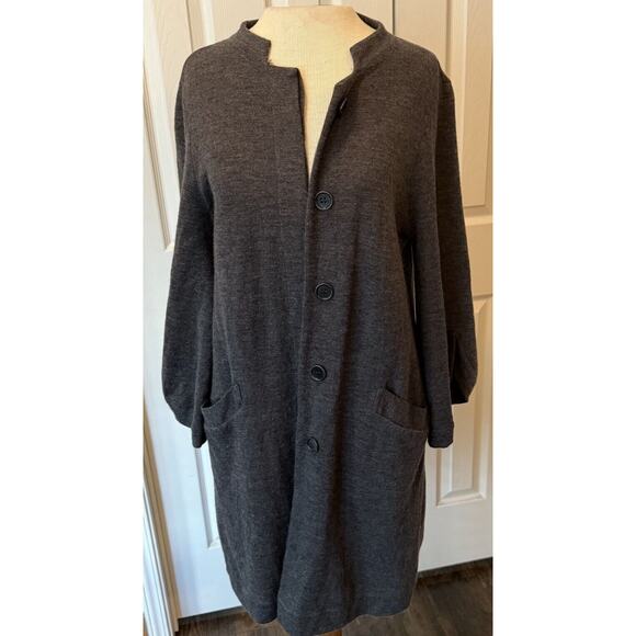 BCBGMaxAzria Sweaters - BCBGMAXAZRIA Sweater Jacket Women MED 100% Merino Wool Cardigan Knee Length Work